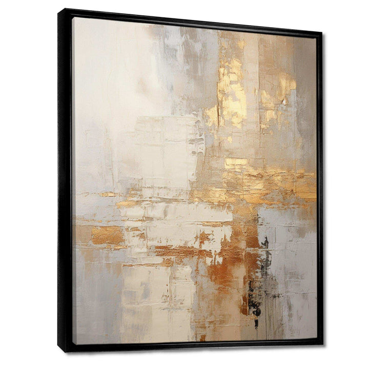 gold and white abstract split - Abstract Canvas Wall Art