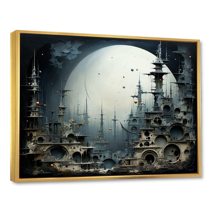 Surrealism moonlight World Cultures temple - Landscapes Canvas Wall Art