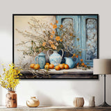 Flower vase oranges country Farmhouse - Floral Canvas Wall Art