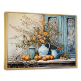 Flower vase oranges country Farmhouse - Floral Canvas Wall Art