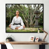 Woman Karate Meditating Mindfulness - Martial Arts Canvas Wall Art