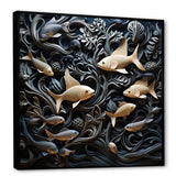 fish in the Sea collage in black - Fish Wall Art Prints