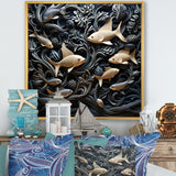 fish in the Sea collage in black - Fish Wall Art Prints
