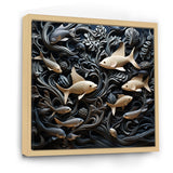 fish in the Sea collage in black - Fish Wall Art Prints