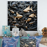 fish in the Sea collage in black - Fish Wall Art Prints