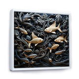 fish in the Sea collage in black - Fish Wall Art Prints
