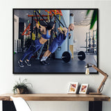 Athletic Couple Robes Gym Training - Aerobic & Bodybuilding Canvas Wall Art