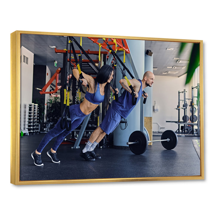 Athletic Couple Robes Gym Training - Aerobic &amp; Bodybuilding Canvas Wall Art