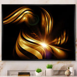 Abstract Gold Fractal Background Framed Canvas Vibrant Black - 1.5" Thick