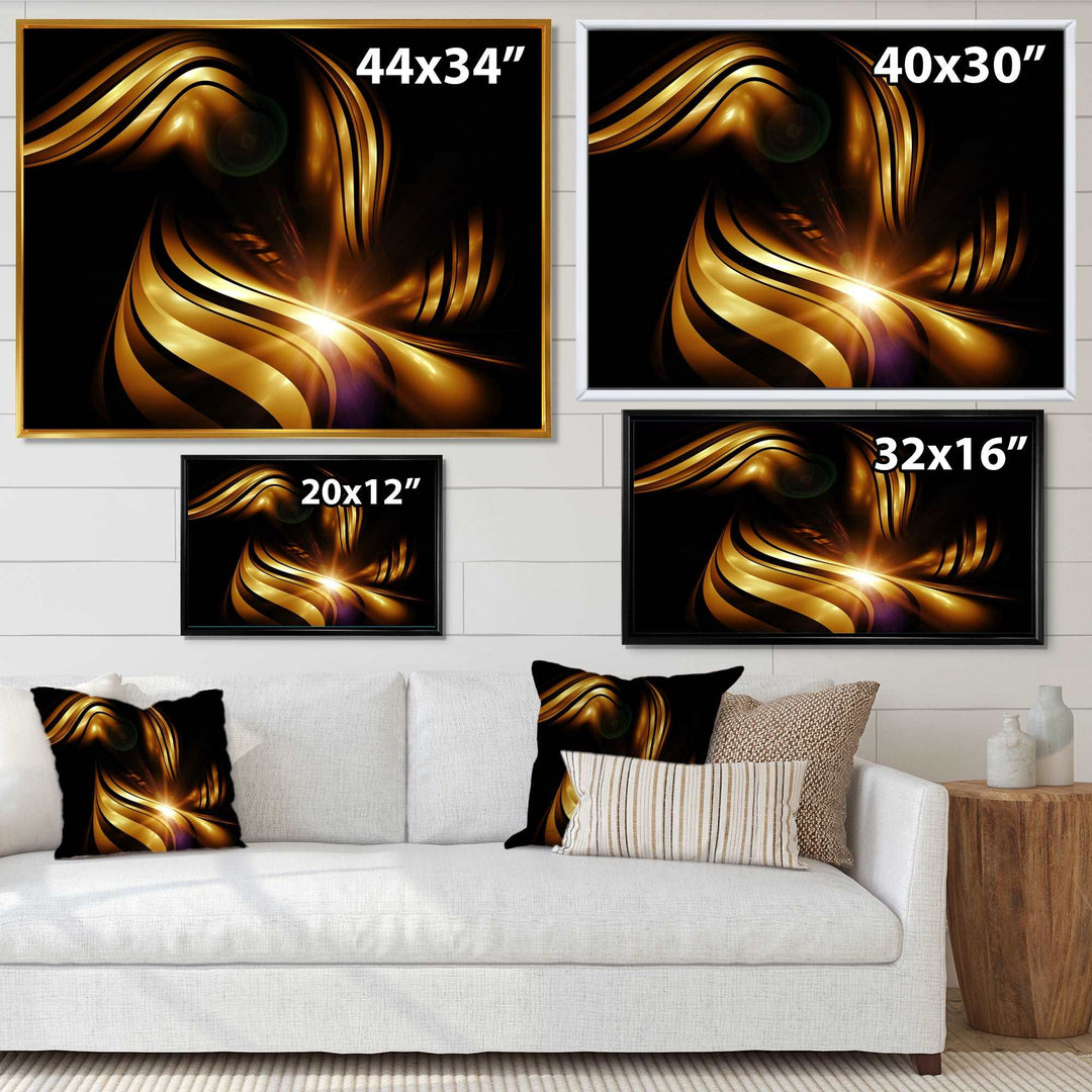 Abstract Gold Fractal Background Framed Print Matte White - 1.5" Width