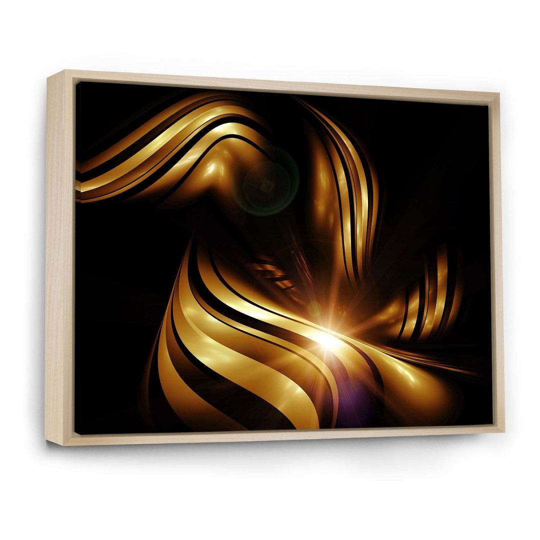 Abstract Gold Fractal Background Framed Canvas Matte White - 1.5" Thick