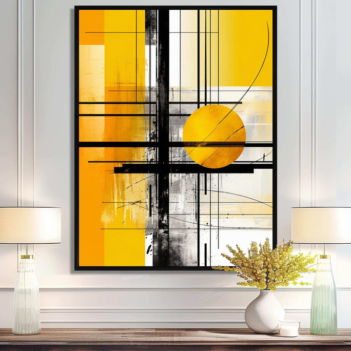 Yellow Brilliant Echoes Abstract Collages II - Abstract Canvas Wall Art