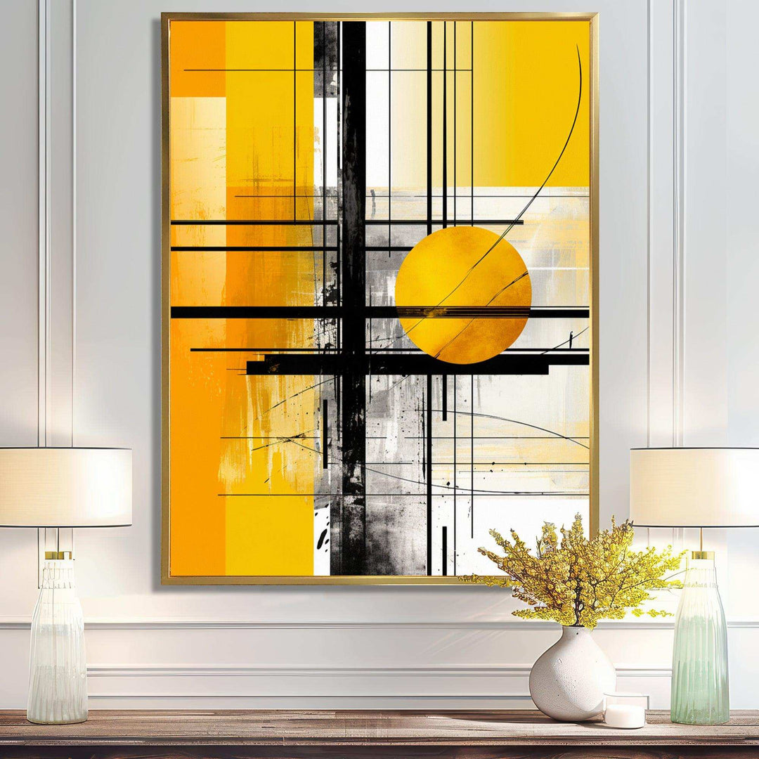 Yellow Brilliant Echoes Abstract Collages II - Abstract Canvas Wall Art