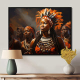 Brown African Zulu Festive Revelry - People Canvas Wall Art