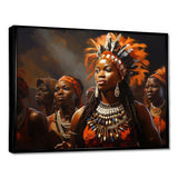 Brown African Zulu Festive Revelry - People Canvas Wall Art