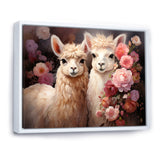 Fluffy Alpacas Floral Portrait - Alpaca Canvas Wall Art