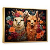 Orange fluffy Alpacas Floral Portrait - Alpaca Wall Art Prints
