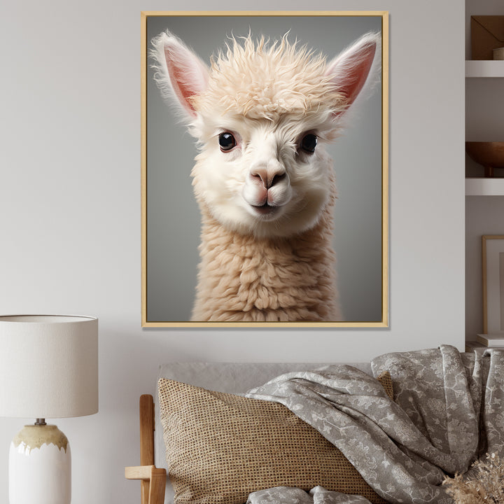 White Majestic Alpaca portrait - Alpaca Wall Art Prints