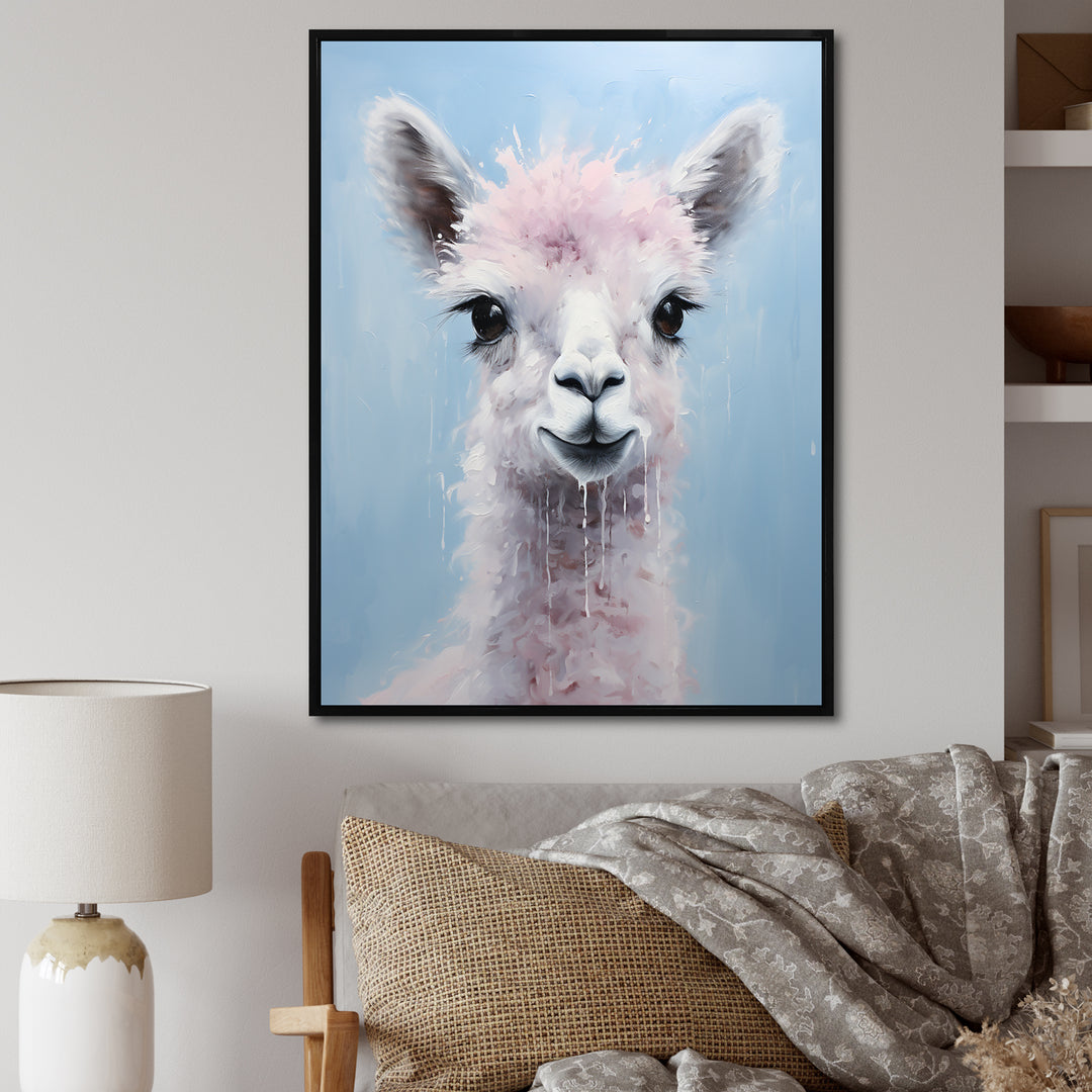 Grey Majestic Alpaca portrait - Gray Alpaca Wall Art