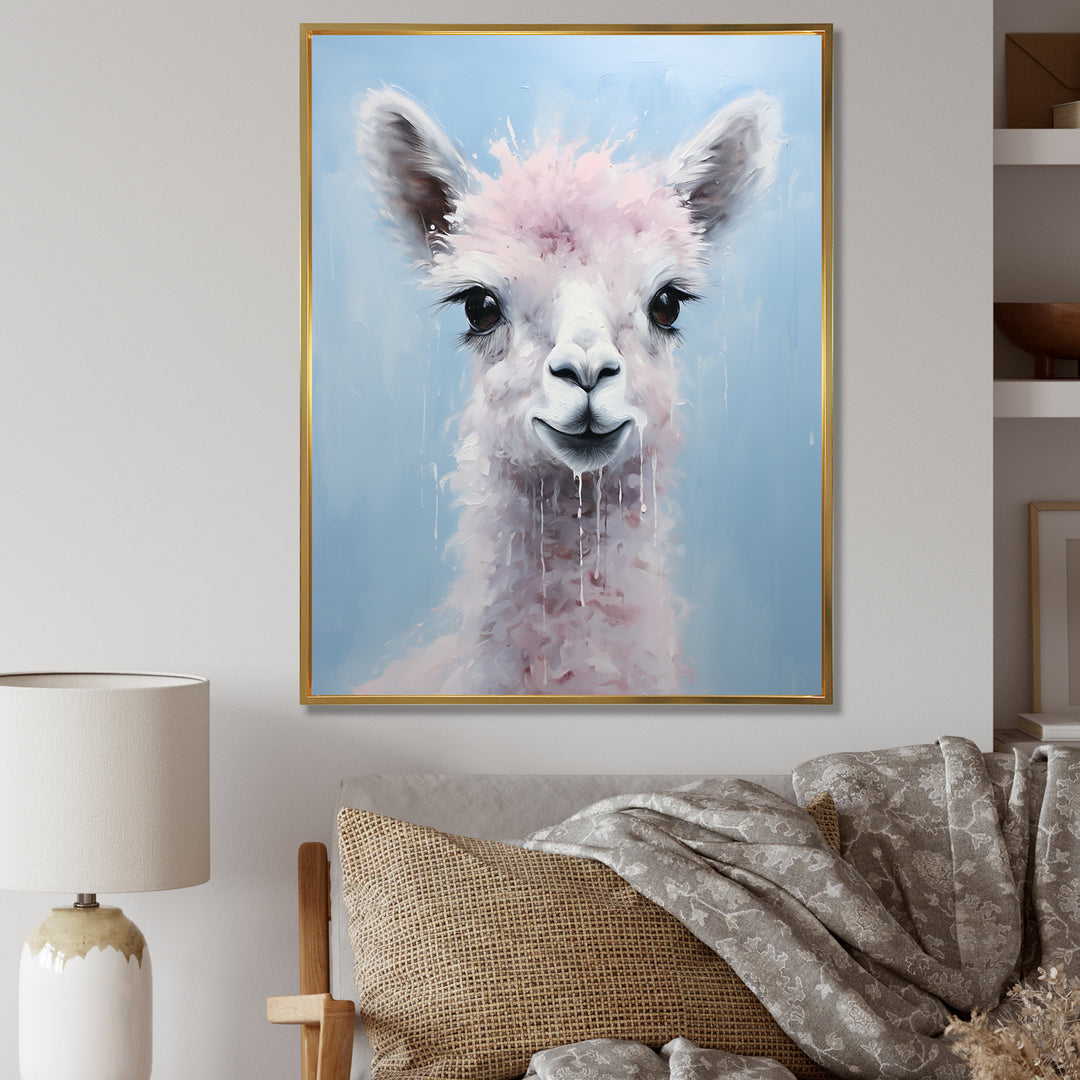 Grey Majestic Alpaca portrait - Gray Alpaca Wall Art