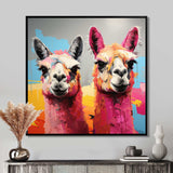 Colorful Enchanting Popart Alpacas portrait - Abstract Canvas Wall Art