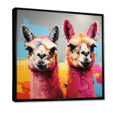 Colorful Enchanting Popart Alpacas portrait - Abstract Canvas Wall Art