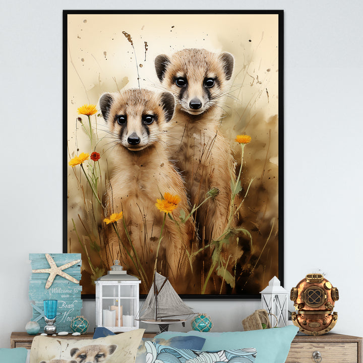 Otters meadow blooms Playtime - Marine Animals Living Room Wall Art