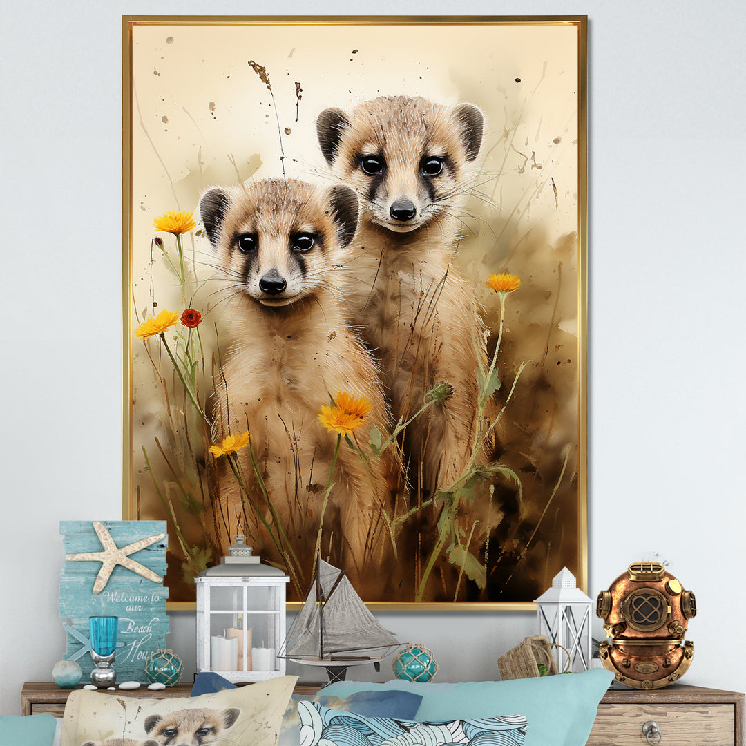 Otters meadow blooms Playtime - Marine Animals Living Room Wall Art