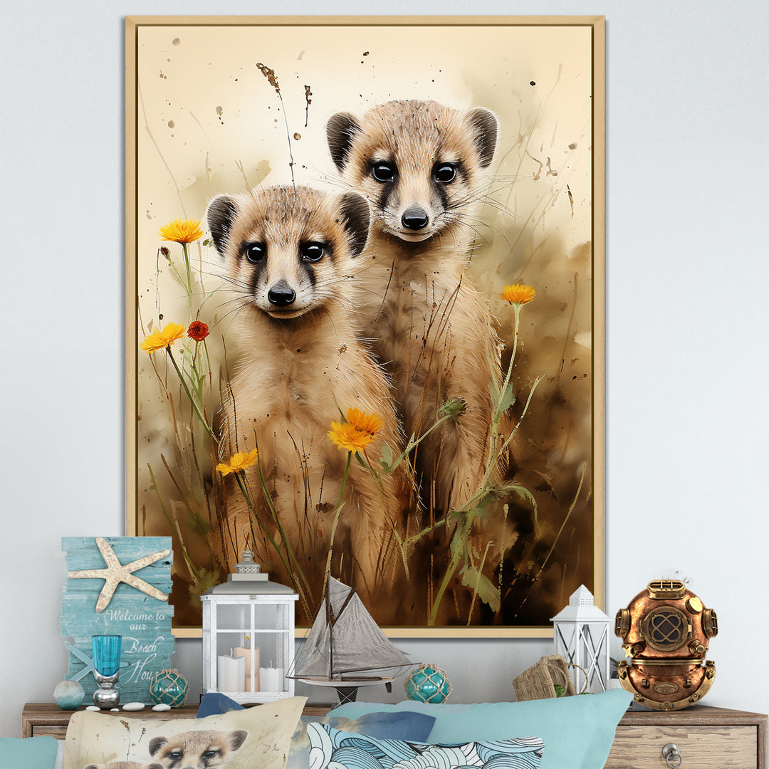 Otters meadow blooms Playtime - Marine Animals Living Room Wall Art