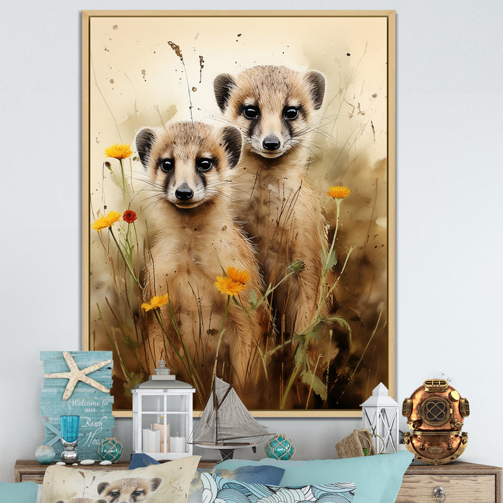 Otters meadow blooms Playtime - Marine Animals Living Room Wall Art