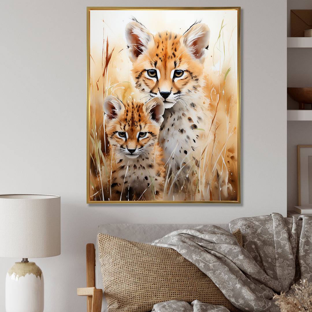 Cheetahs Tranquil meadow portrait - Cheetah Bedroom Wall Art