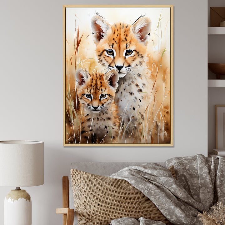 Cheetahs Tranquil meadow portrait - Cheetah Bedroom Wall Art