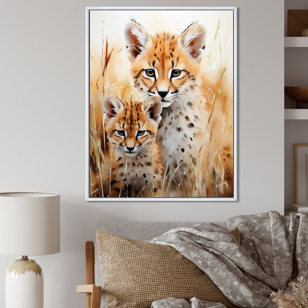 Cheetahs Tranquil meadow portrait - Cheetah Bedroom Wall Art