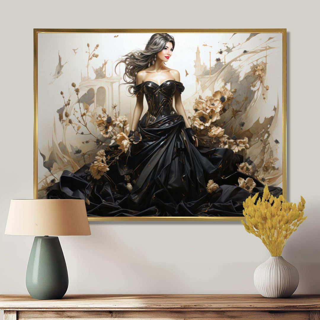 Black and Gold Haute Couture fashion Masterpiece - Fashion Canvas Wall Art