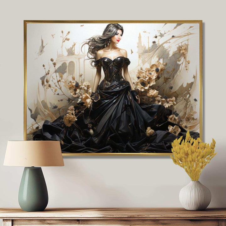 Black and Gold Haute Couture fashion Masterpiece - Fashion Canvas Wall Art