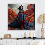 Blue Glamour on the Red Carpet woman portrait - Raven Canvas Wall Art
