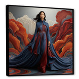 Blue Glamour on the Red Carpet woman portrait - Raven Canvas Wall Art