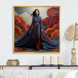 Blue Glamour on the Red Carpet woman portrait - Raven Canvas Wall Art