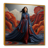 Blue Glamour on the Red Carpet woman portrait - Raven Canvas Wall Art