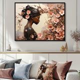 Gold and pink African american floral dance - Fashion Canvas Wall Art