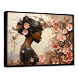 Gold and pink African american floral dance - Fashion Canvas Wall Art