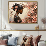 Gold and pink African american floral dance - Fashion Canvas Wall Art