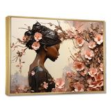 Gold and pink African american floral dance - Fashion Canvas Wall Art