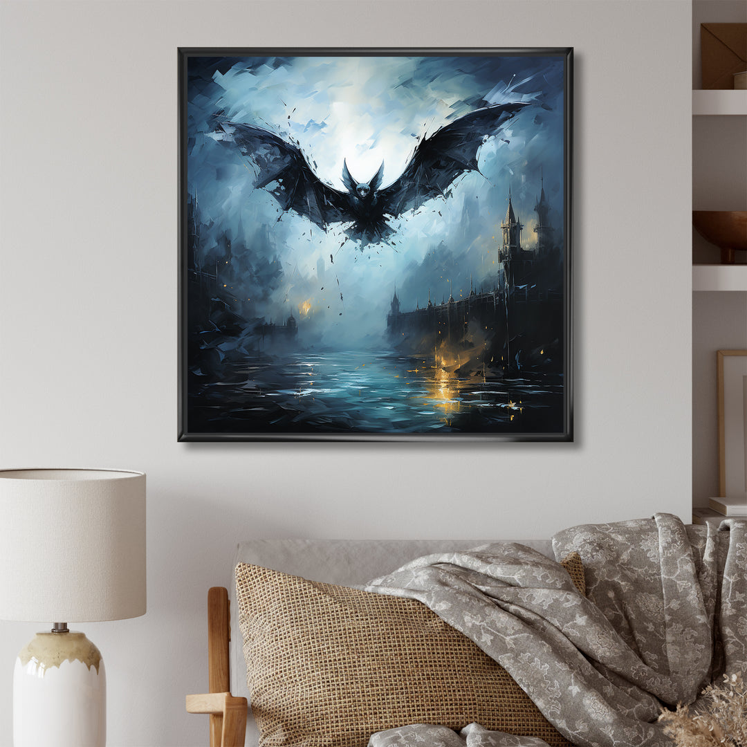 Impressionist Moonlit Bat Flight - Black Animal Nursery Wall Art