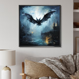 Impressionist Moonlit Bat Flight - Black Animal Nursery Wall Art