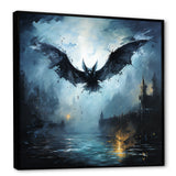 Impressionist Moonlit Bat Flight - Black Animal Nursery Wall Art