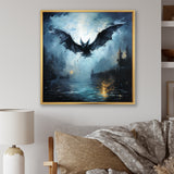 Impressionist Moonlit Bat Flight - Black Animal Nursery Wall Art