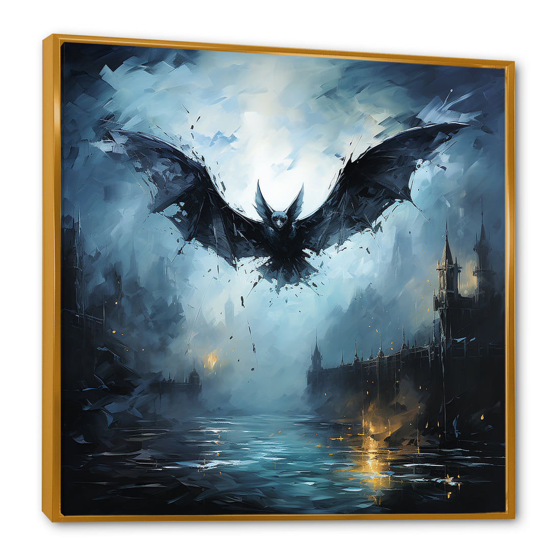 Impressionist Moonlit Bat Flight - Black Animal Nursery Wall Art