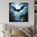Impressionist Moonlit Bat Flight - Black Animal Nursery Wall Art