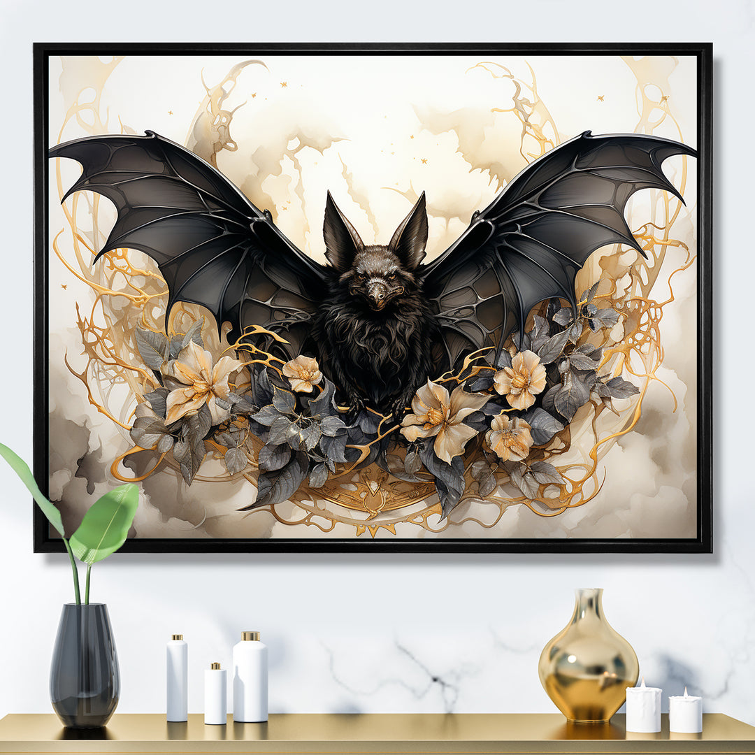 Minimalist Bat Silhouette - Black Bat Wall Art